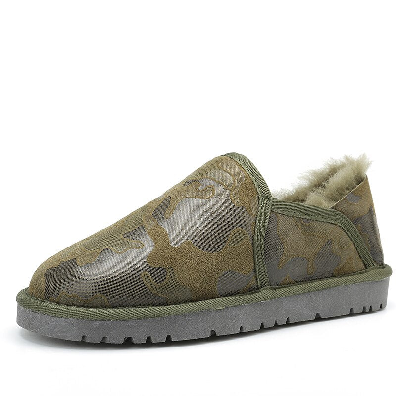 Women Winter  Low Cut Genuine Leather Female Warm Snow boots