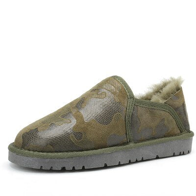 Women Winter  Low Cut Genuine Leather Female Warm Snow boots