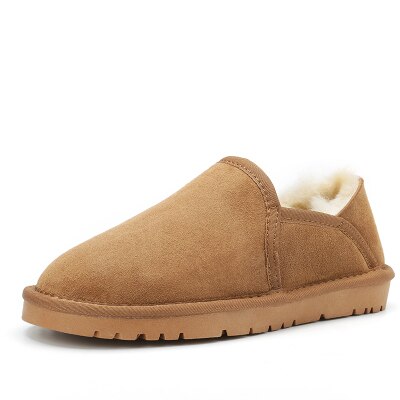 Women Winter  Low Cut Genuine Leather Female Warm Snow boots