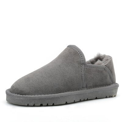 Women Winter  Low Cut Genuine Leather Female Warm Snow boots