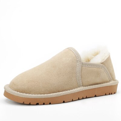 Women Winter  Low Cut Genuine Leather Female Warm Snow boots