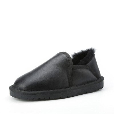 Women Winter  Low Cut Genuine Leather Female Warm Snow boots