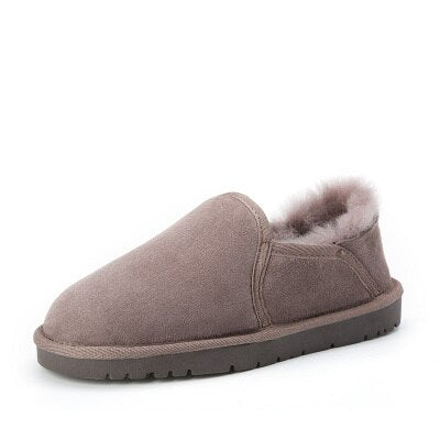 Women Winter  Low Cut Genuine Leather Female Warm Snow boots