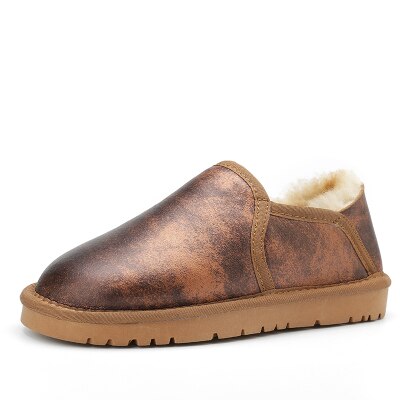 Women Winter  Low Cut Genuine Leather Female Warm Snow boots