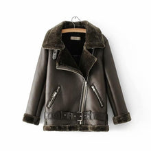 Load image into Gallery viewer, Warm women&#39;s winter motorcycle velvet jacket female short lapels fur thick Korean version plus velvet jacket 2019 bomber jacket - LiveTrendsX
