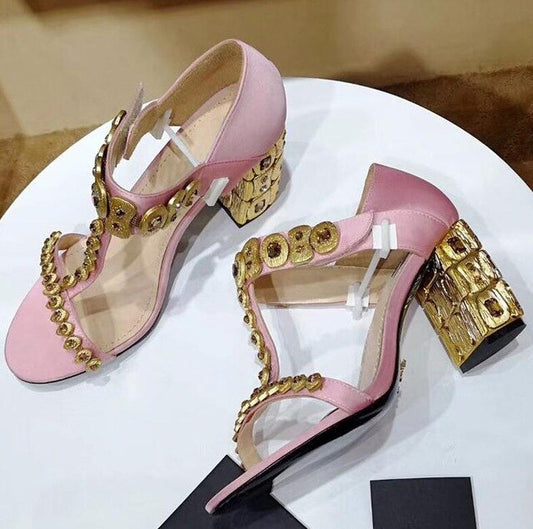 Luxury Satin Rhinestone Gladiator Sandals Woman Open Toe T-strap Crystal Diamond High Heel Shoes Women Elegant Wedding Shoe - LiveTrendsX