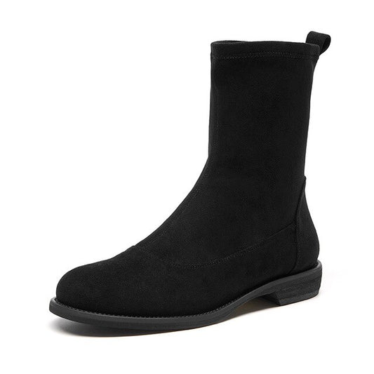 Ankle Sock Boots Women Stretch Fabric Band Top Quality Round Toe Autumn Winter Lady Shoes Handmade - LiveTrendsX