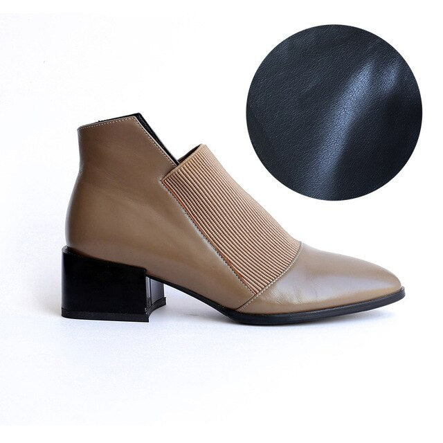 New Fashion Women Ankle boots Genuine Leather Autumn Winter Chelsea Boots Woman Sexy Ladies Work Boots Casual shoes - LiveTrendsX