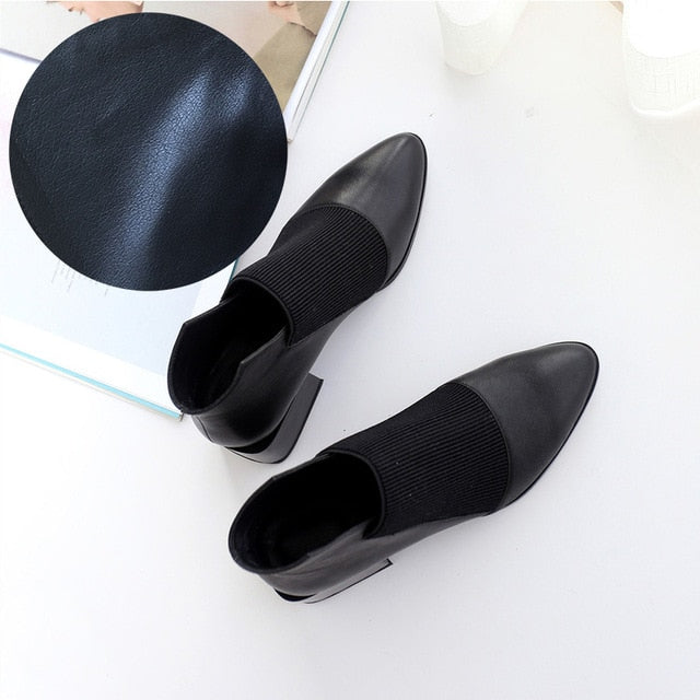 New Fashion Women Ankle boots Genuine Leather Autumn Winter Chelsea Boots Woman Sexy Ladies Work Boots Casual shoes - LiveTrendsX