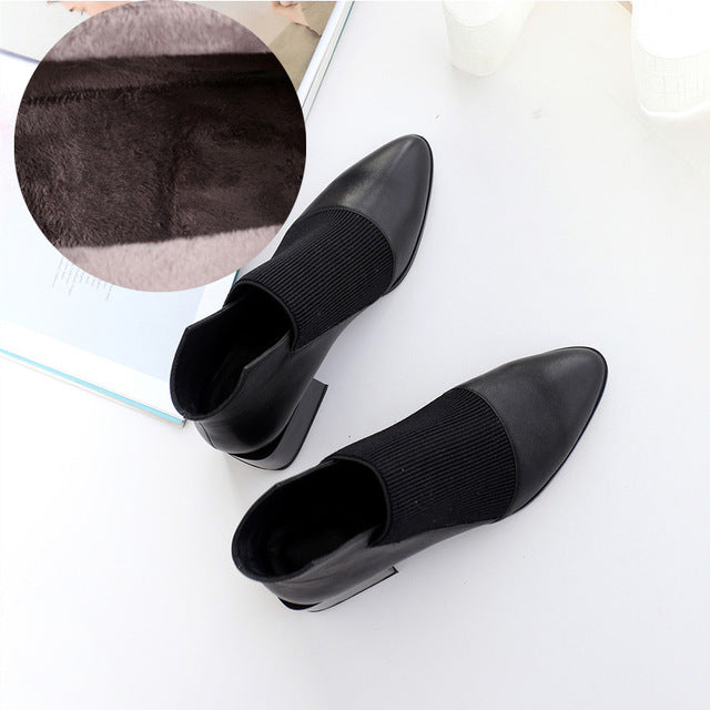 New Fashion Women Ankle boots Genuine Leather Autumn Winter Chelsea Boots Woman Sexy Ladies Work Boots Casual shoes - LiveTrendsX