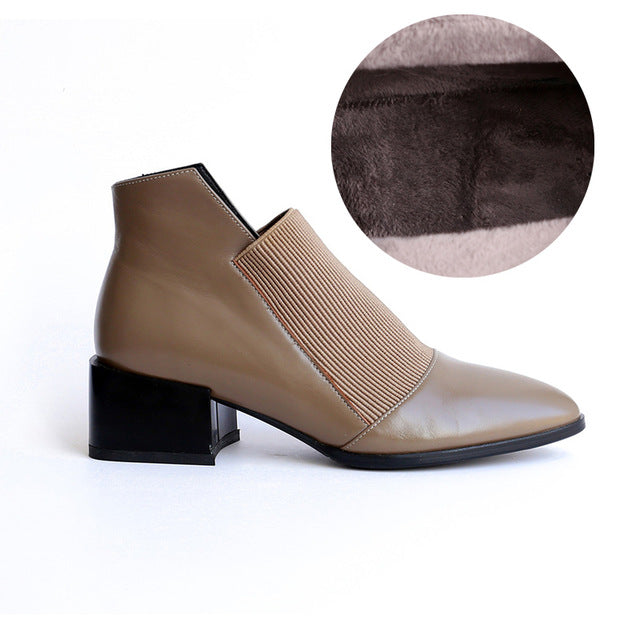 New Fashion Women Ankle boots Genuine Leather Autumn Winter Chelsea Boots Woman Sexy Ladies Work Boots Casual shoes - LiveTrendsX