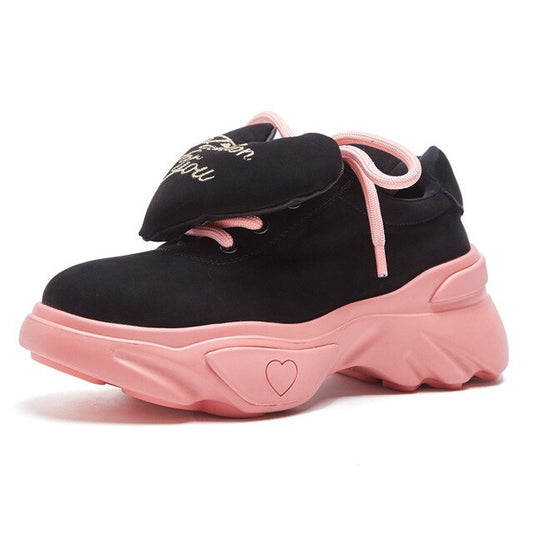 Cute Loving Heart Women Casual Shoe Laces Breathable Sport Sneakers Shoes Woman Platforms Walk Shoes Pink - LiveTrendsX