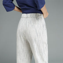 Load image into Gallery viewer, Pants Women 40% Linen 40% Cotton Blended Mid Elastic Waist Pockets Calf-length Pants Simple Design Plus Sizes - LiveTrendsX
