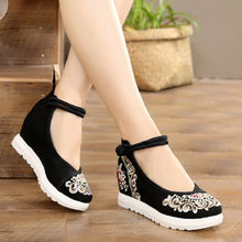 Load image into Gallery viewer, Women Canvas Increasing Height Ankle Strap Spring Autumn Shoes China Style Vintage Embroiders Wedges Heels Lady Shoes 20180907 - LiveTrendsX
