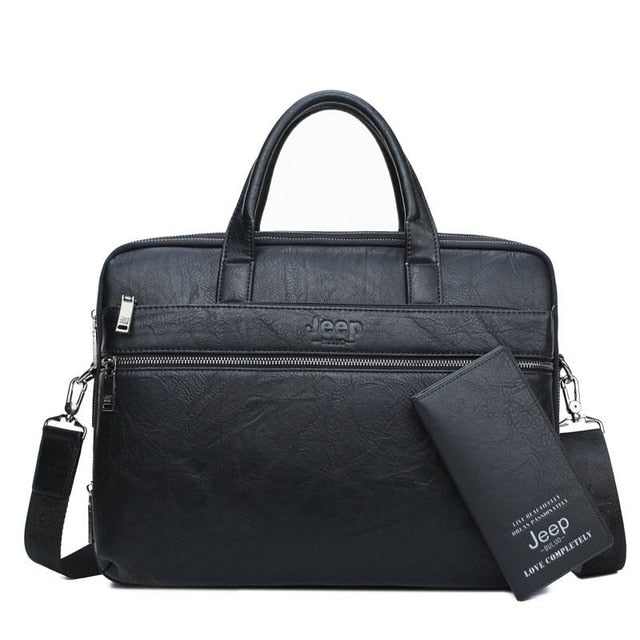 Men's Briefcase Bags For 14" Laptop Man Business Bag 2Pcs Set Handbags High Quality Leather Office Shoulder Bags Tote - LiveTrendsX