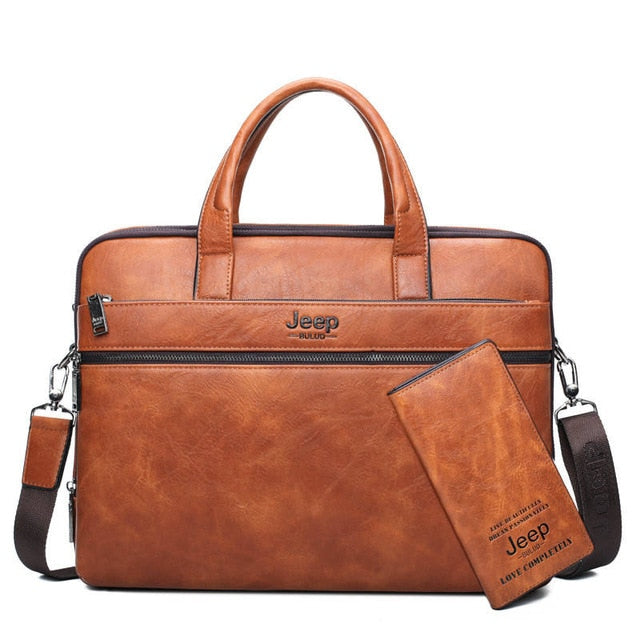 Men's Briefcase Bags For 14" Laptop Man Business Bag 2Pcs Set Handbags High Quality Leather Office Shoulder Bags Tote - LiveTrendsX