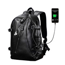 Load image into Gallery viewer, Men Backpack External USB Charge Waterproof  Backpack Fashion PU Leather Travel Bag Casual School Bag leather bookbag - LiveTrendsX
