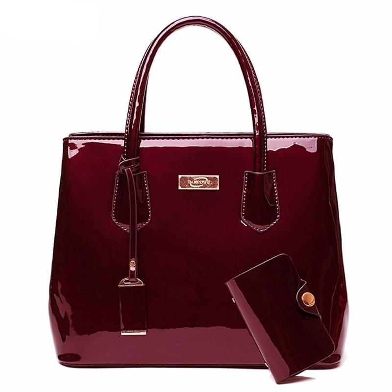 Luxury Patent Leather Bags Women Handbags Shoulder Tote Bag Female Messenger Crossboday Bags Famous Brand Set Sac A Main Femme - LiveTrendsX