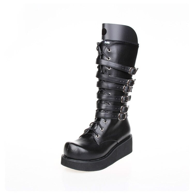 Princess sweet punk shoes autumn and spring Classic Lolita boots chunky punk lace muffin high boots Front zipper women - LiveTrendsX