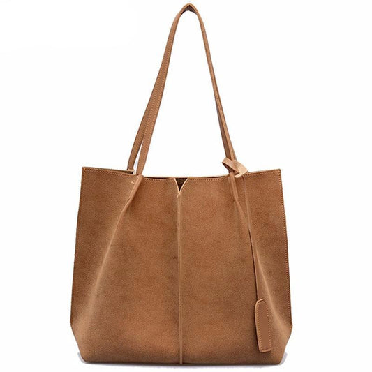 High Quality Women Suede Handbags Soft Leather Women Bag  2PCS Handbags Set Female Shoulder Bags Large Casual Tote Bags - LiveTrendsX