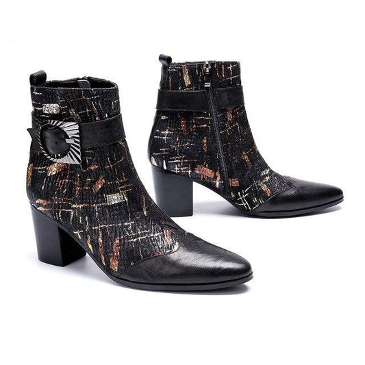 Fashion Genuine Leather Men Dress Boots Men Winter High Heel Ankle Boots Plus Size British Formal Party Shoes - LiveTrendsX