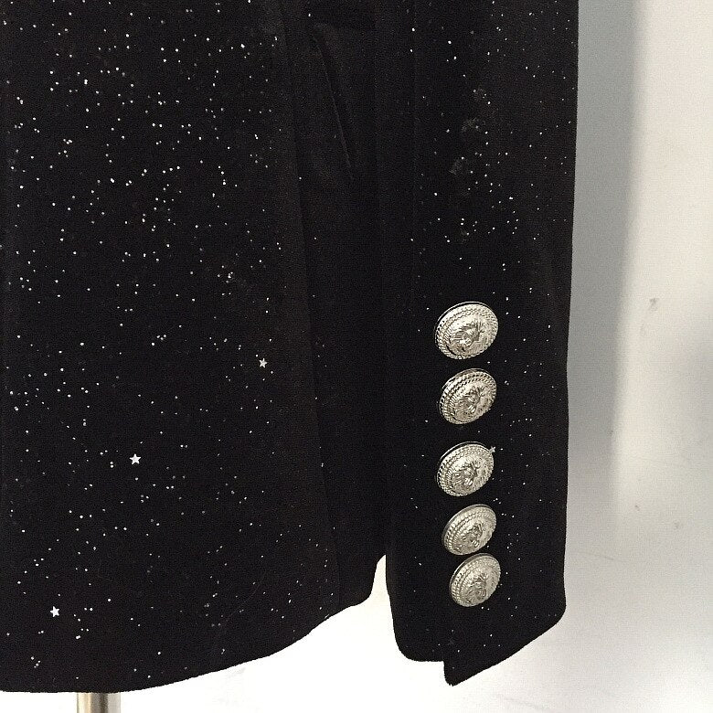 luxury starry sky shiny black small suit jacket female