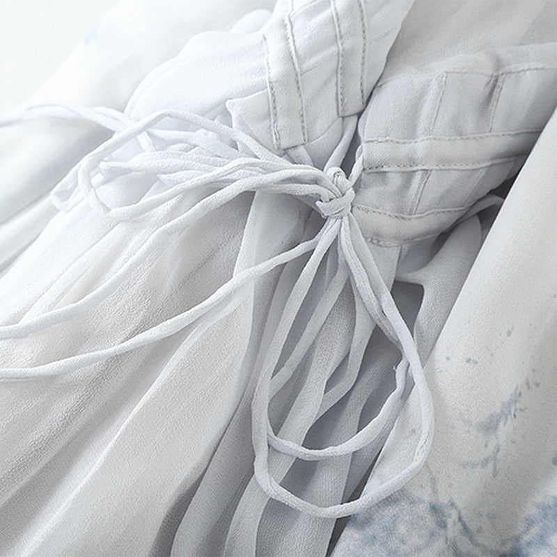 Dress Women 100% Silk Fabric A-Line Dropped Waist Design O Neck Sleeveless Sashes 2 Colors Elegant Long Dress - LiveTrendsX