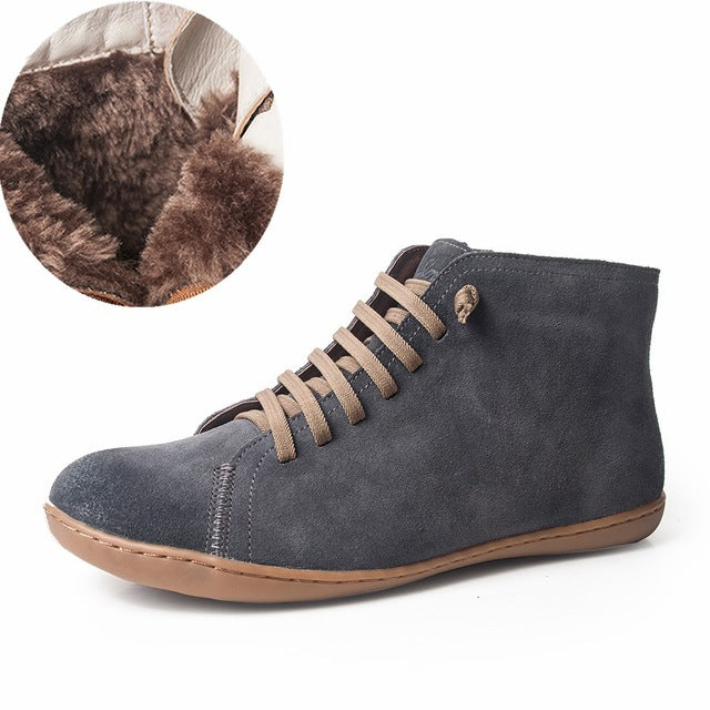 Men Winter Snow Boots Genuine leather Ankle Spring flat Shoes - LiveTrendsX