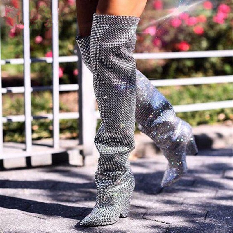 Luxury Crystal Woman High Boots