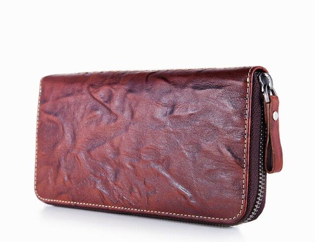 Cow leather women solid fashion long purse handmade hasp wallet - LiveTrendsX