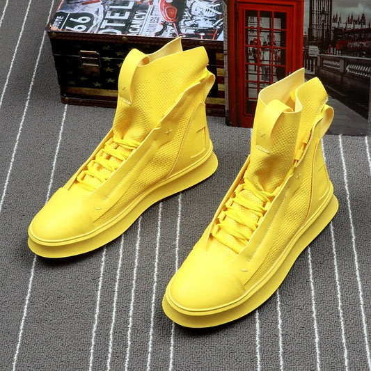 Men Fashion Casual Shoes Autumn Winter Men Shoes Male High Top Botas Hombre Men Leisure Yellow Hip-hop Boots - LiveTrendsX