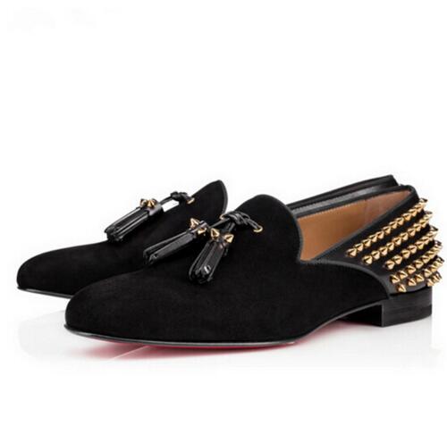 Hot Fashion  Men Shoes Slip On Rivets Stud Tassel Suede/Leather Men Loafers Flats uarache Sapato Feminino Shoes Mens - LiveTrendsX