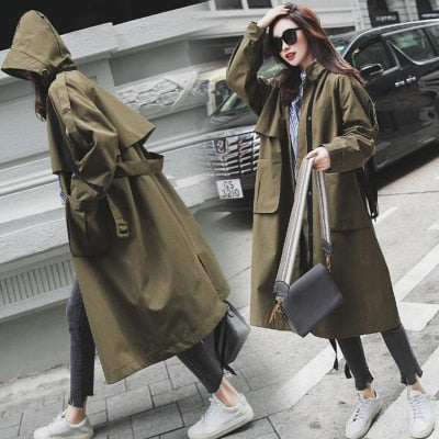 new Fashion  Fall /Autumn Women Casual Oversized Large pockets Loose Trench coat Chic Female windbreaker - LiveTrendsX