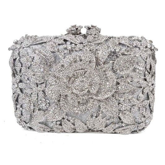 Grey Flower Party Clutch Evening Bags rhinestone Pink Luxury Wedding Crystal Bags Shoulder Bags SC780 - LiveTrendsX