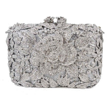 Load image into Gallery viewer, Grey Flower Party Clutch Evening Bags rhinestone Pink Luxury Wedding Crystal Bags Shoulder Bags SC780 - LiveTrendsX
