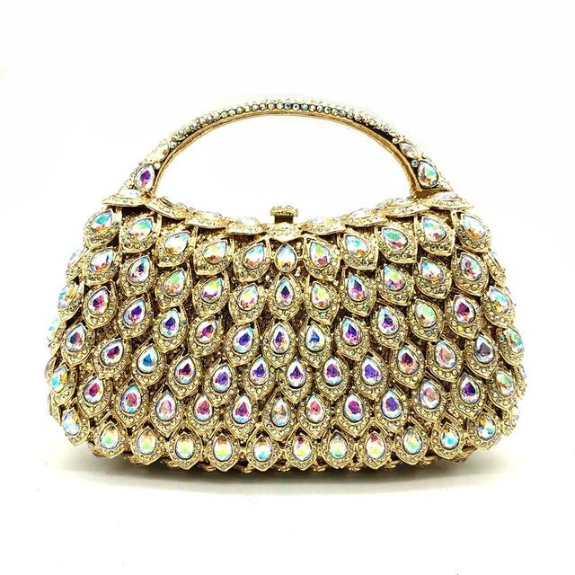 Gold Crystal AB Women Evening Clutch Bags Top-Handle Minaudiere Wedding Diamond Handbag Rhinestones Party Bag - LiveTrendsX