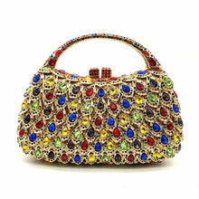 Load image into Gallery viewer, Gold Crystal AB Women Evening Clutch Bags Top-Handle Minaudiere Wedding Diamond Handbag Rhinestones Party Bag - LiveTrendsX
