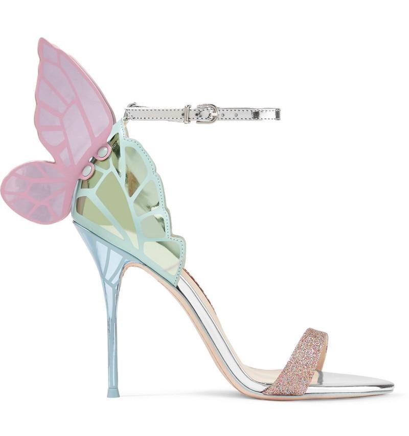 Newest metallic embroidered leather sandals angel wings pumps bridal shoes butterfly ankle wrap high heels sandals Dress Sandals - LiveTrendsX