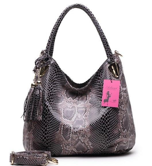 BIG SALE*Individual Fashion Snake Designer Big Capacity Lady Bags New Tassel Embossed PU Leather Cross Body Handbags Women - LiveTrendsX