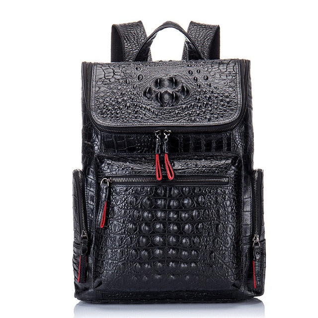 Genuine Leather Backpack Women Men for Laptop High Quality Travel Bag Casual Luxury Backpack Man Crocodile Leather Rucksack - LiveTrendsX