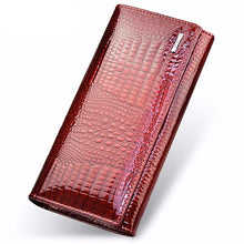 Load image into Gallery viewer, Genuine Leather Women&#39;s Wallets Fallow Long Ladies Double Zipper Wallet Clutch Bag Design Red Purse Crocodile Purses - LiveTrendsX
