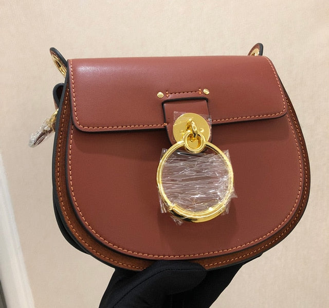 Luxury Women Bag For 2018 Designer Brand Saddle Bag Leather Ladies Crossbody Bag Fashion Ring Shoulder Bag Vintage Handbag - LiveTrendsX