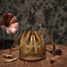 Load image into Gallery viewer, New rivet Women handbag retro casual leather luxury fashion female bucket bag hand strap shoulder Messenger bags - LiveTrendsX
