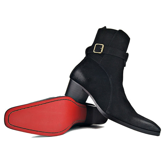 Genuine Cow Leather Suede high heel Men Boots high top Zipper fashion British style fashion men's Chelsea Boots  Hot Sales - LiveTrendsX