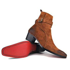 Genuine Cow Leather Suede high heel Men Boots high top Zipper fashion British style fashion men's Chelsea Boots  Hot Sales - LiveTrendsX