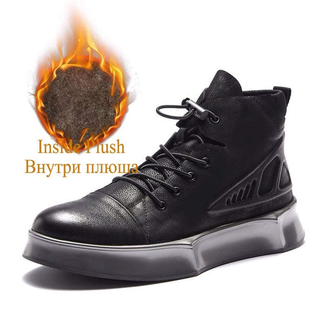 Genuine Leather Boots Men  Martins Boot Men Shoes Luxury Brand Formal Shoes Men Fashion Winter Shoes Men Fur - LiveTrendsX