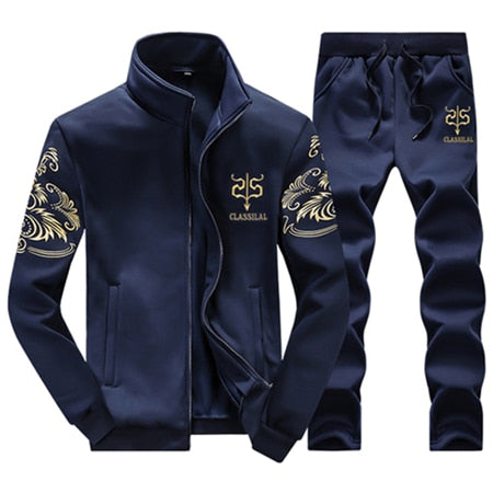 Tracksuits Men Polyester Sweatshirt Sporting Fleece 2019 Gyms Spring Jacket + Pants Casual Men's Track Suit Sportswear Fitness - LiveTrendsX
