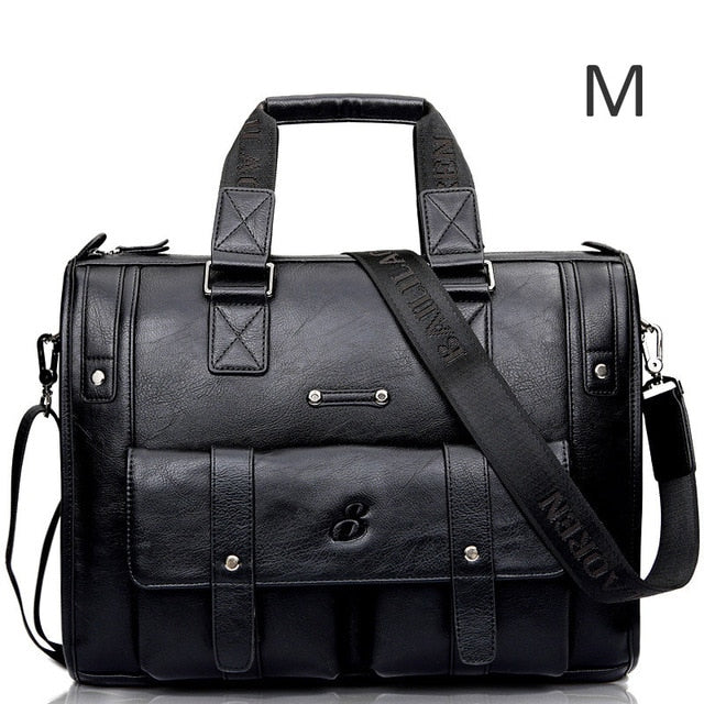 Men Leather Black Briefcase Business Handbag Messenger Bags Male Vintage Shoulder Bag Men's Large Laptop Travel Bags - LiveTrendsX