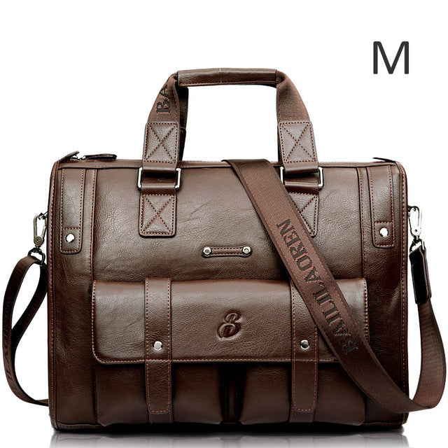 Men Leather Black Briefcase Business Handbag Messenger Bags Male Vintage Shoulder Bag Men's Large Laptop Travel Bags - LiveTrendsX