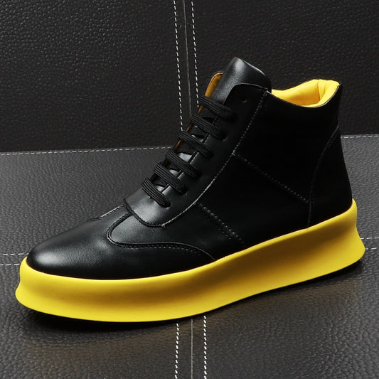 New Luxury Brand Men Fashion High Top Sneakers Spring Autumn Casual High Shoes Men Leather Boots Microfiber Shoes - LiveTrendsX